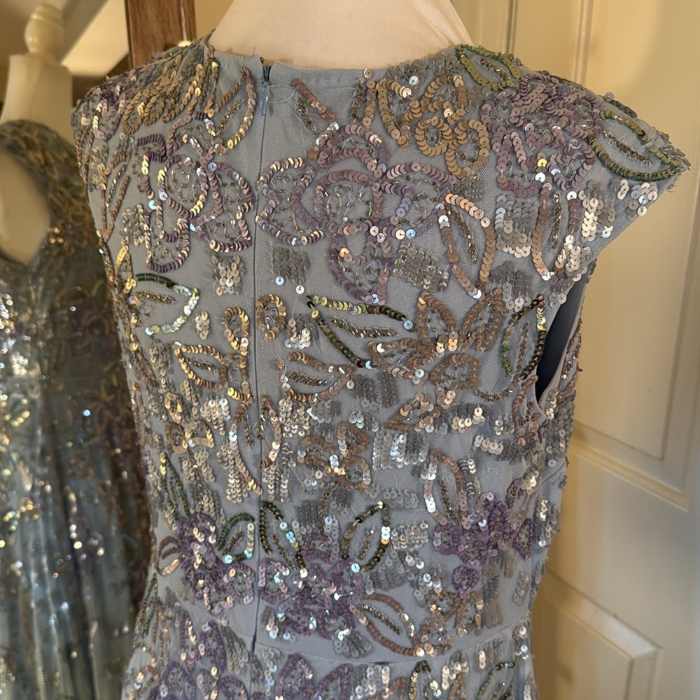 Mac Duggal Powder Blue Beaded Floral Maxi Dress - Picture 11 of 16
